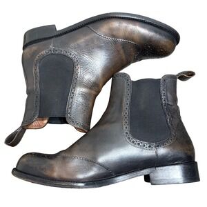 Franco Cuadra Chelsea Boots Womens 7.5 Brown Leather Brogue Wingtip Ankle Bootie